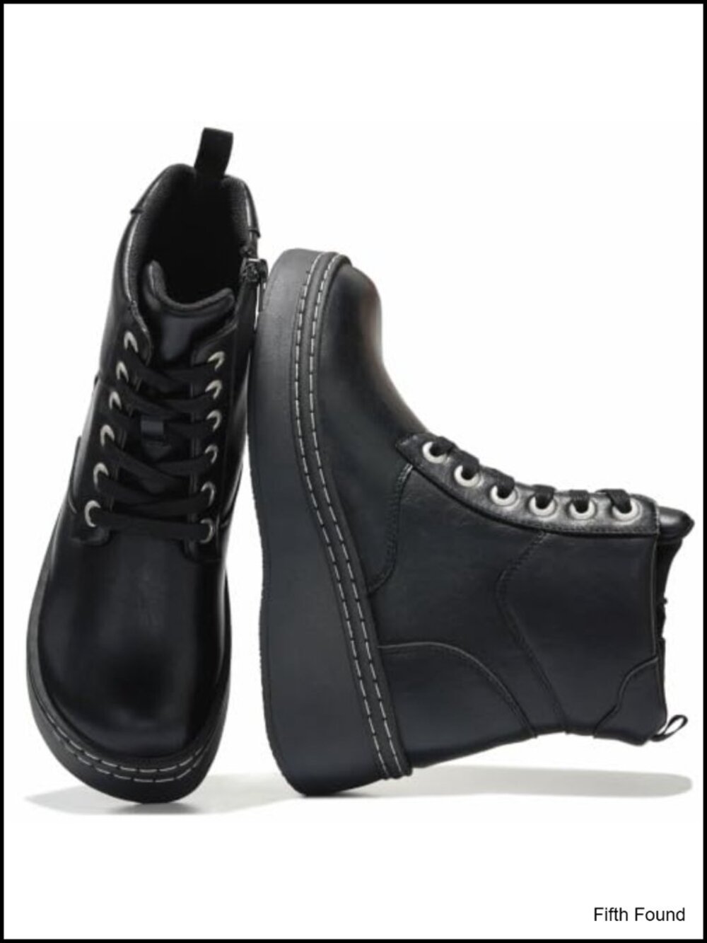 Women's Leather Platform Ankle Boots with Inside Zip Chunky Heel Bootie